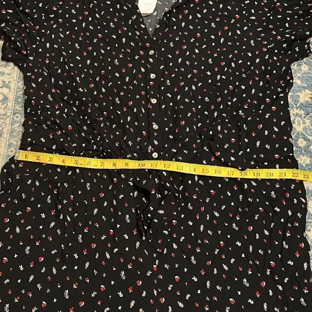 J.Jill Black Floral Design Wide Leg Boho Buttons Pockets Jumpsuit Contemporary - Picture 7 of 17